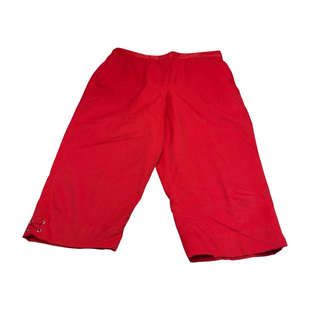 Alfred Dunner Cropped Pants Women 14 Red Elastic Waist High-Rise Classic Pull-On - Picture 1 of 6